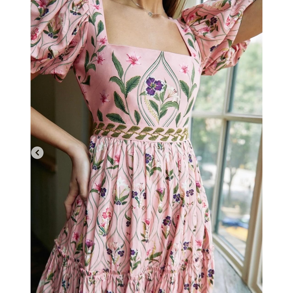 Agua by Agua Bendita Pacifico Pink Midi Dress Size Small - Picture 3 of 8